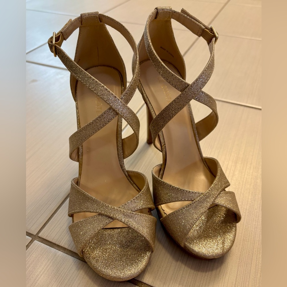 Le Chateau Glittering Gold Strappy Heels